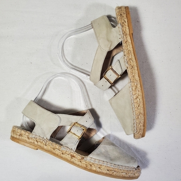 House of Harlow 1960 Suede Open Toe Espadrille Sandals Beige Grey Size US 6 - Picture 3 of 11
